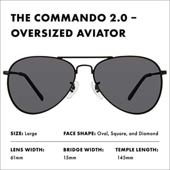 Oversized Aviator Sunglasses, Polarized, Stainless Steel